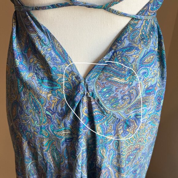 House of Bohemian Blue Viscose Paisley Summer Boho Dress - Size S/M - Picture 7 of 9